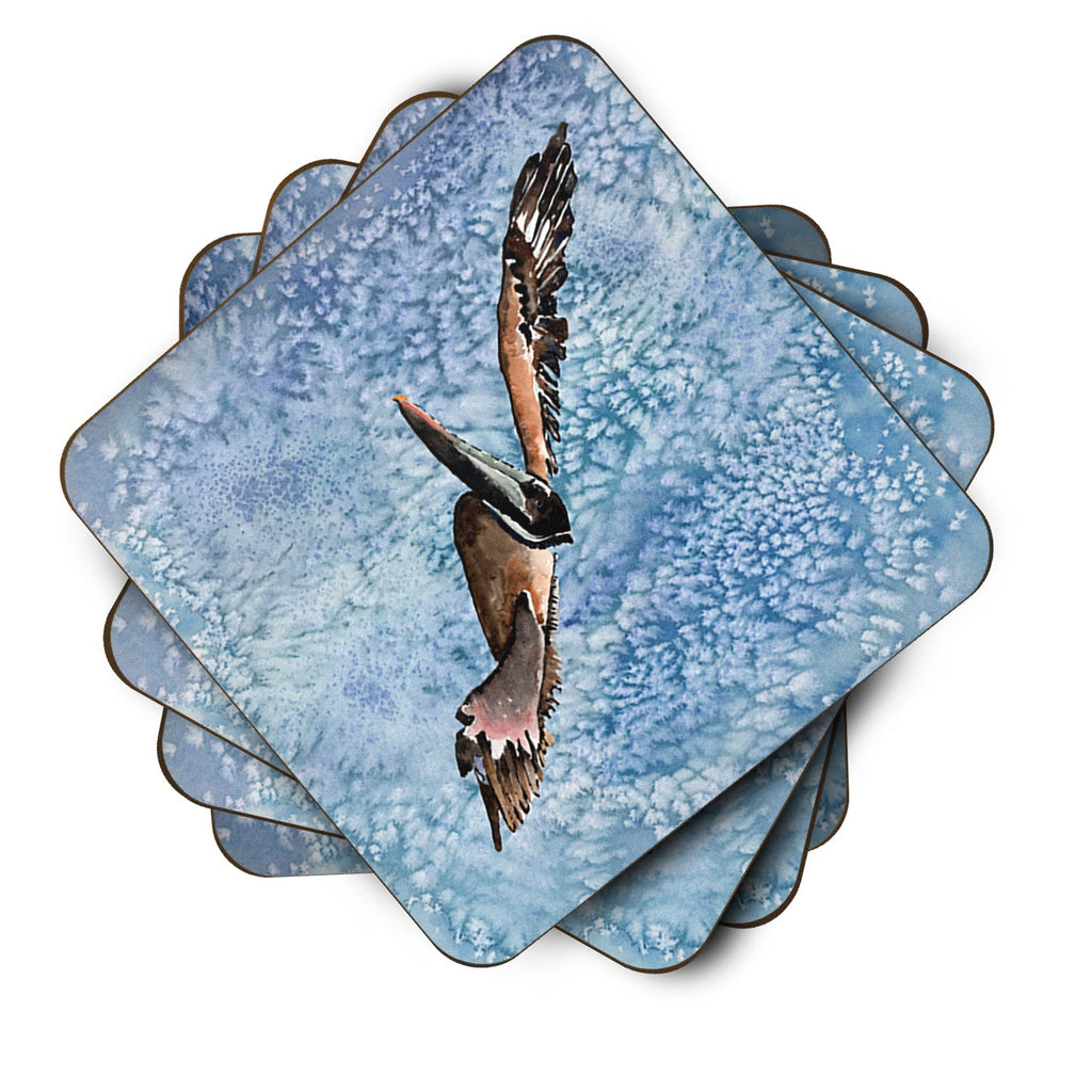 Pelican Cool Blue Water Foam Coasters Set of 4 Cup Coasters for Indoor Outdoor, Tabletop Protection, Anti Slip, Mouse pad Material