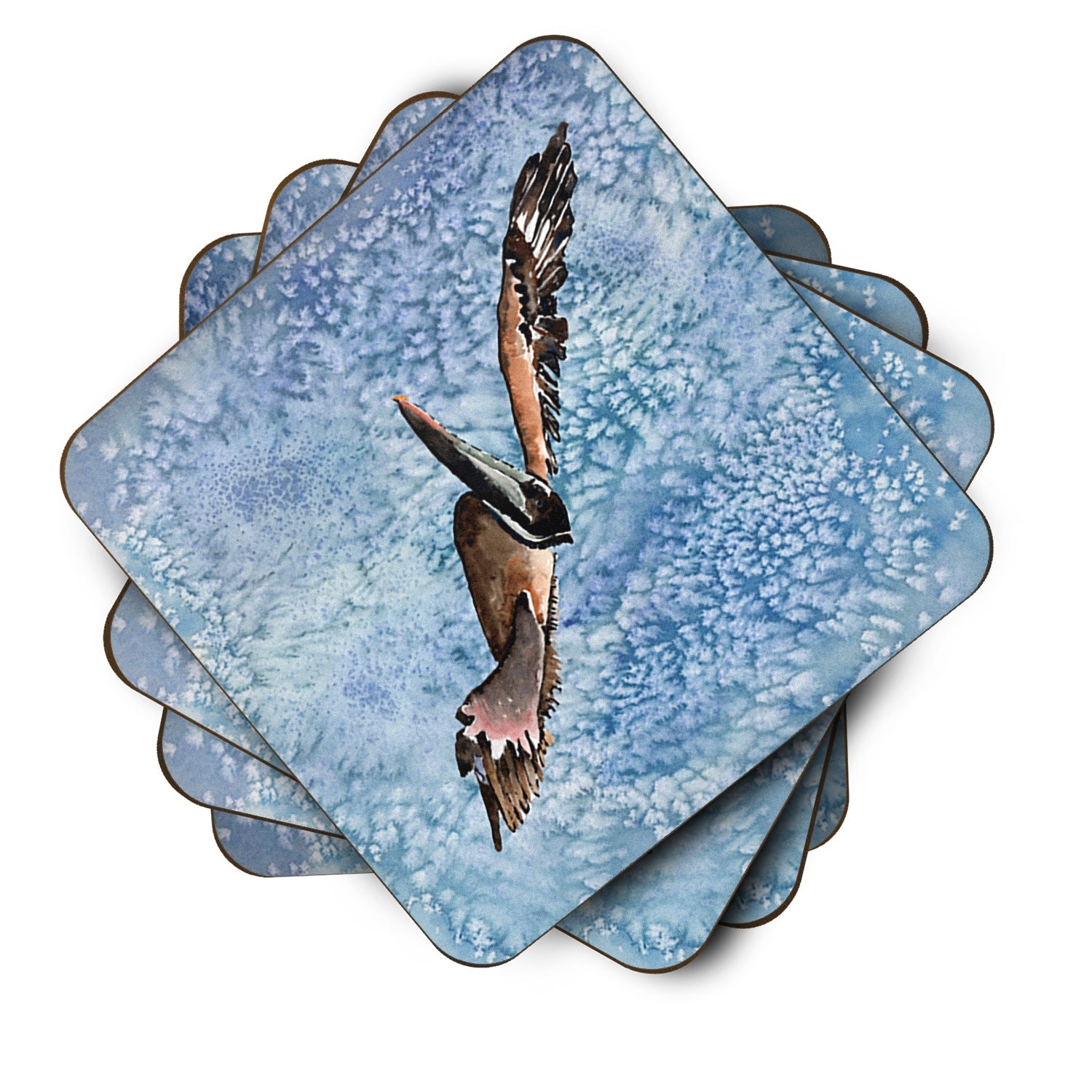 Pelican Cool Blue Water Foam Coasters Set of 4 Cup Coasters for Indoor Outdoor, Tabletop Protection, Anti Slip, Mouse pad Material