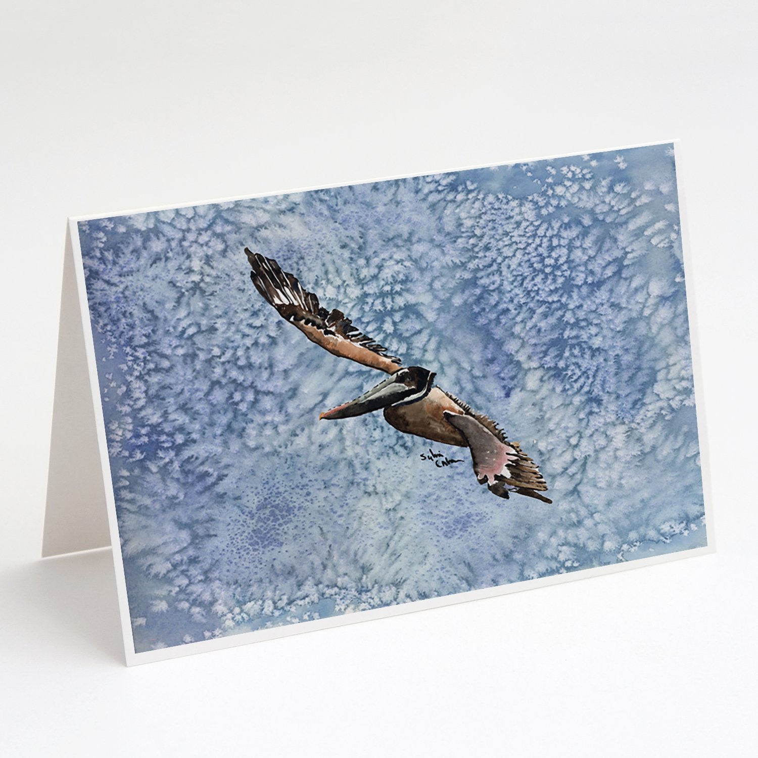 Pelican Cool Blue Water Greeting Cards Pack of 8 Blank Cards with Envelopes Whimsical A7 Size 5x7