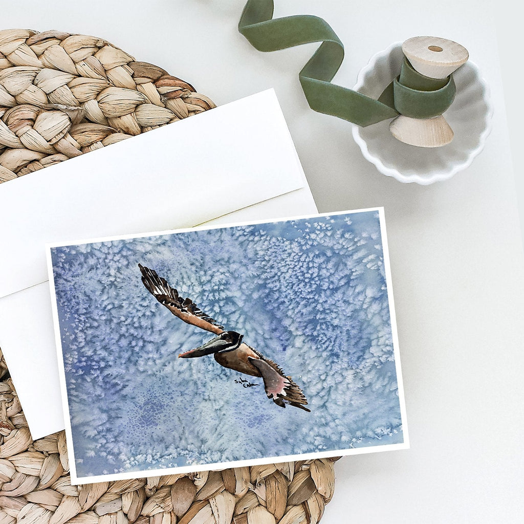 Pelican Cool Blue Water Greeting Cards Pack of 8 Blank Cards with Envelopes Whimsical A7 Size 5x7