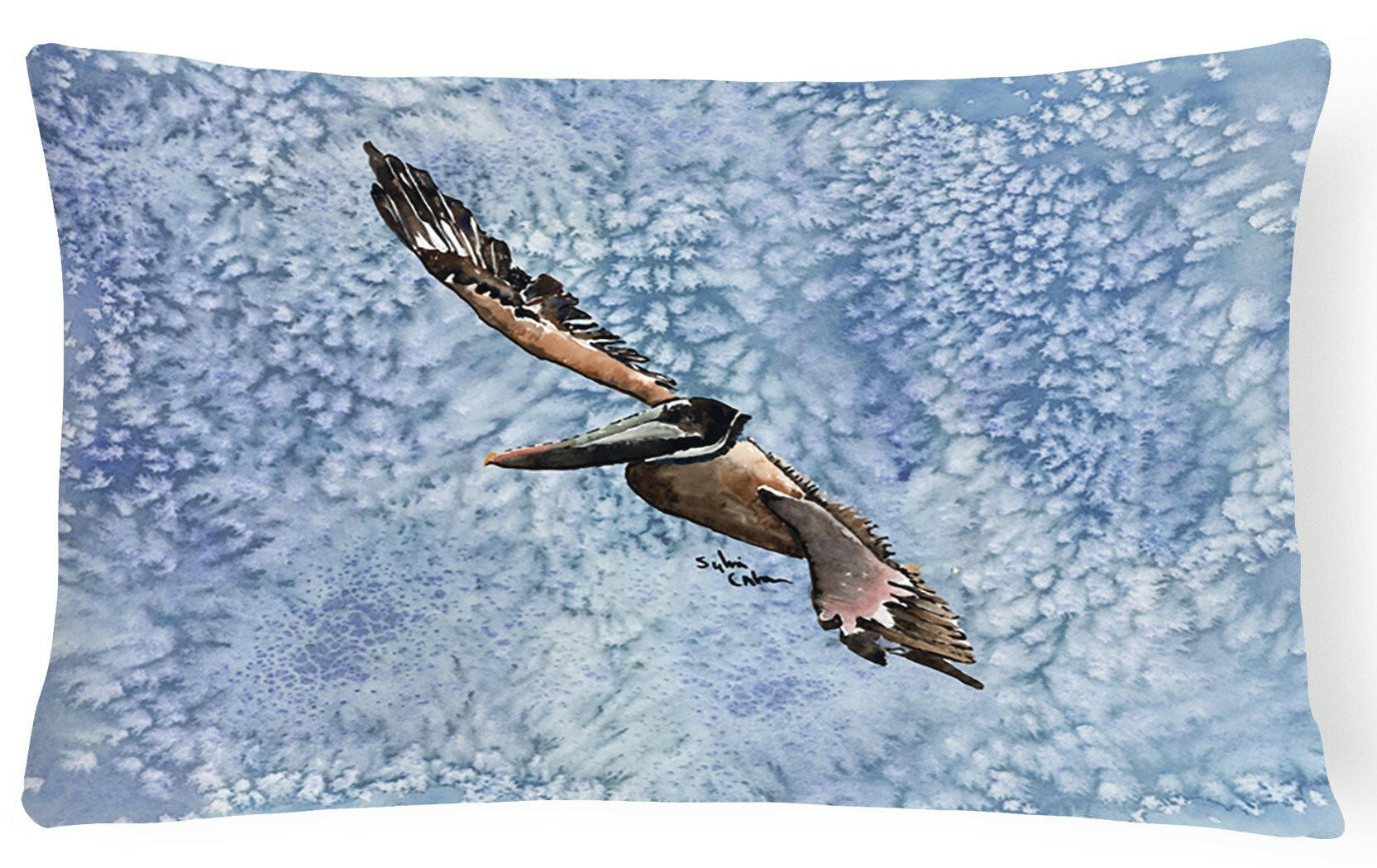 Pelican Cool Blue Water Decorative Throw Pillow 12x16 Indoor Outdoor Accent Cushion, Fabric Cover with Insert for Sofa, Bed, Porch & Living Room