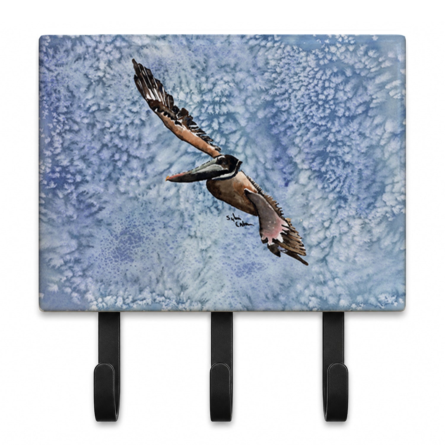 Pelican Cool Blue Water Leash or Key Holder Wall Hooks, Coat Rack Wall Mount, for Hanging Keys, Towels, Aprons, Leashes