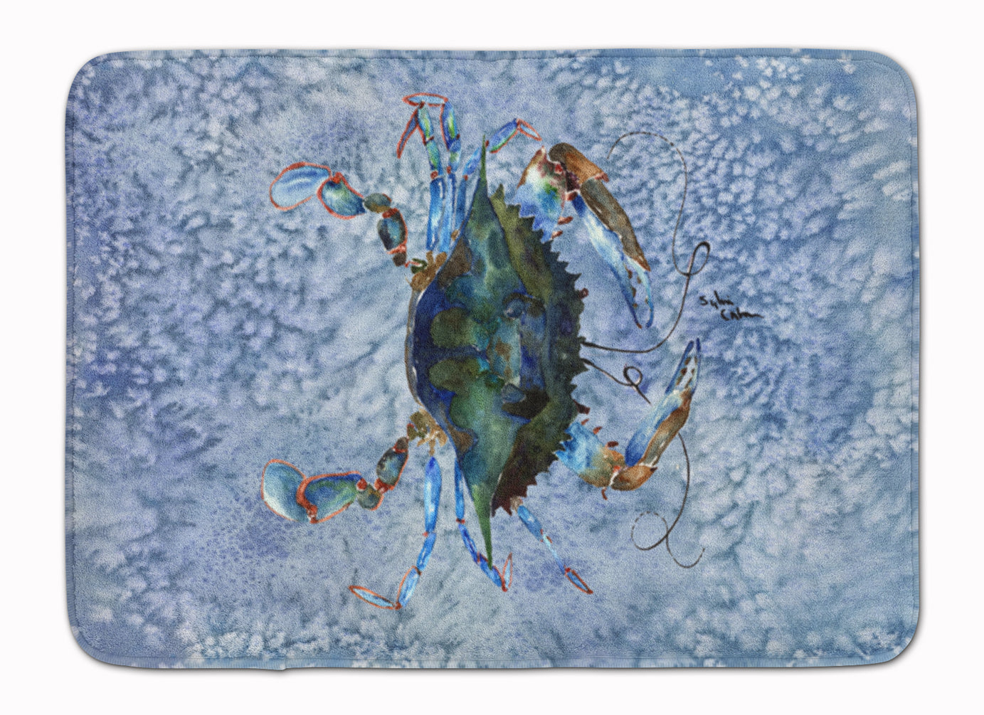 Male Blue Crab Cool Blue Water Memory Foam Kitchen Mat Machine Washable Anti-Fatigue Cushion Comfort Bath or Kitchen Rug