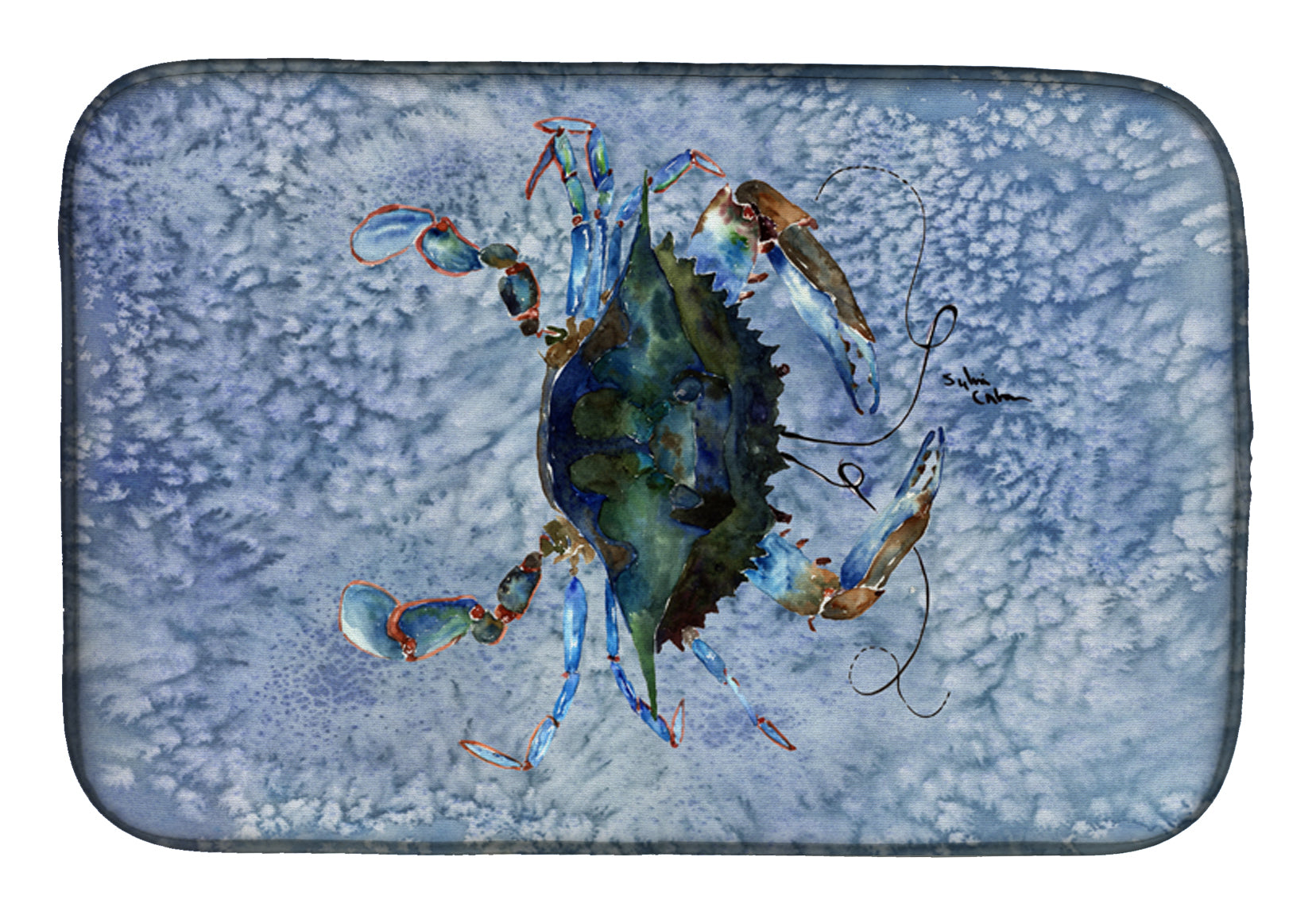 Male Blue Crab Cool Blue Water Dish Drying Mat Absorbent Dish Drying Mat Pad for Kitchen Counter Dish Drainer Mat for Countertop, 14 x 21", Multicolor