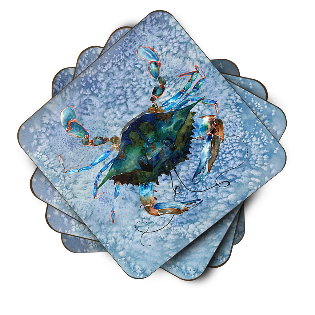 Male Blue Crab Cool Blue Water Foam Coasters Set of 4 Cup Coasters for Indoor Outdoor, Tabletop Protection, Anti Slip, Mouse pad Material