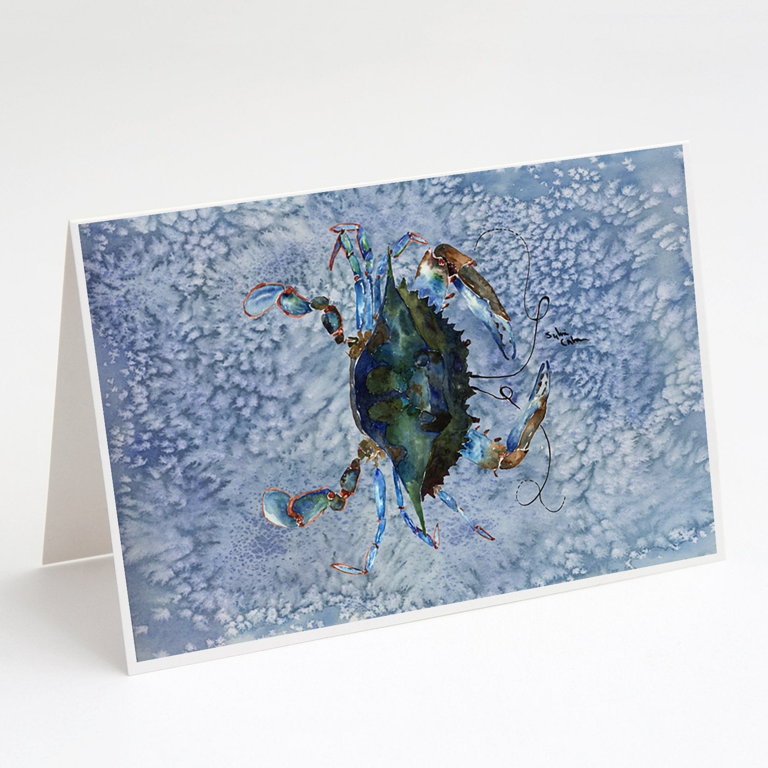 Male Blue Crab Cool Blue Water Greeting Cards Pack of 8 Blank Cards with Envelopes Whimsical A7 Size 5x7