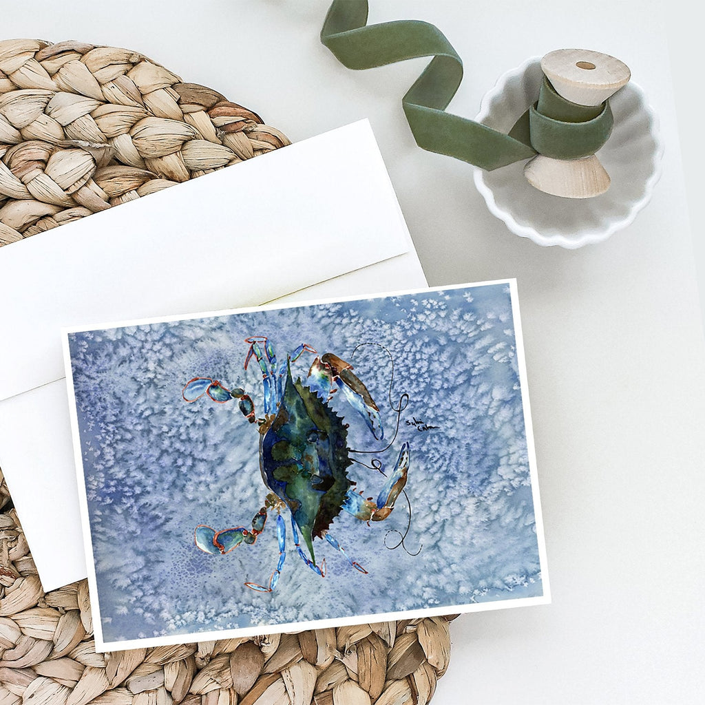 Male Blue Crab Cool Blue Water Greeting Cards Pack of 8 Blank Cards with Envelopes Whimsical A7 Size 5x7