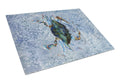 Male Blue Crab Cool Blue Water Cutting Board Tempered Glass Kitchen Cutting Surface, Heat Resistant Chopping, Non-Slip Feet, Food Prep & Serving