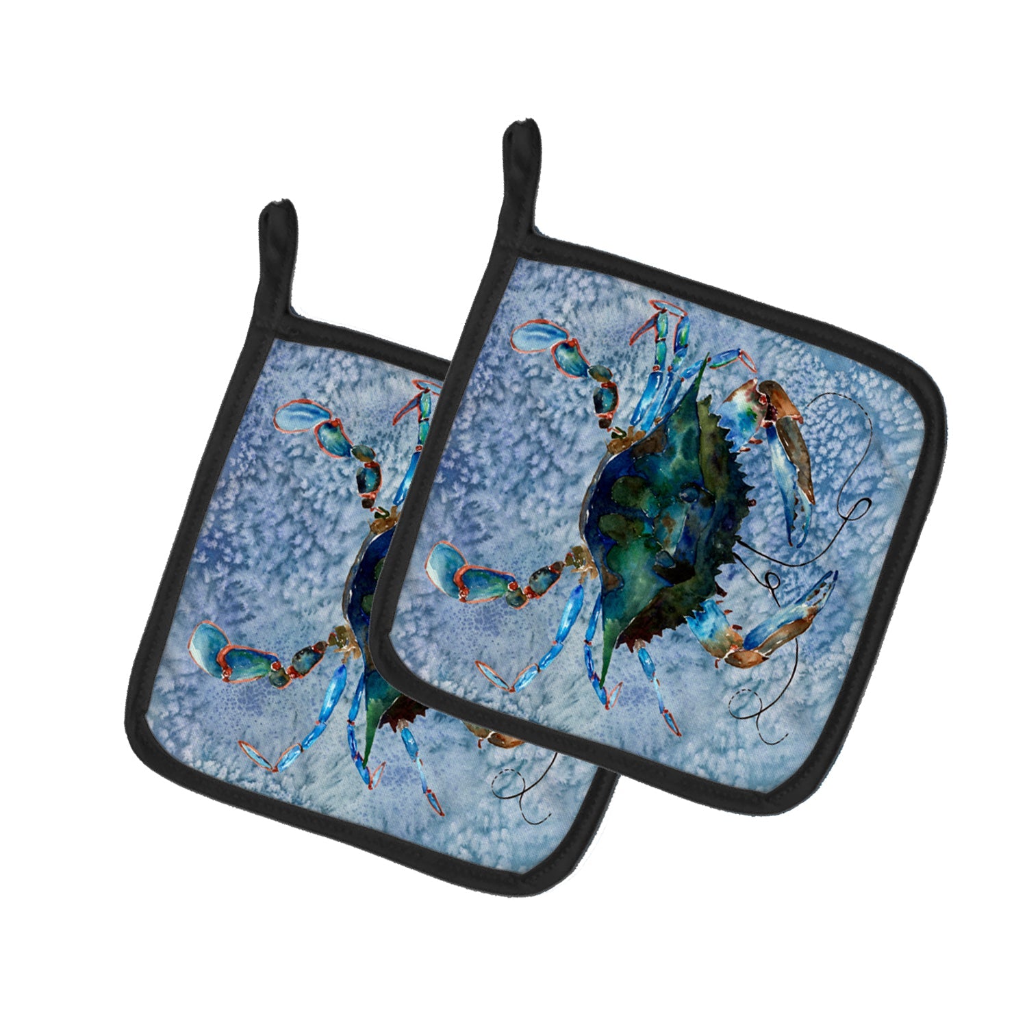 Male Blue Crab Cool Blue Water Pot Holder Set of 2 Heat Resistant Quilted Hot Pads 7.5 x 7.5 Inch, Insulated Kitchen Trivets for Cooking & Baking