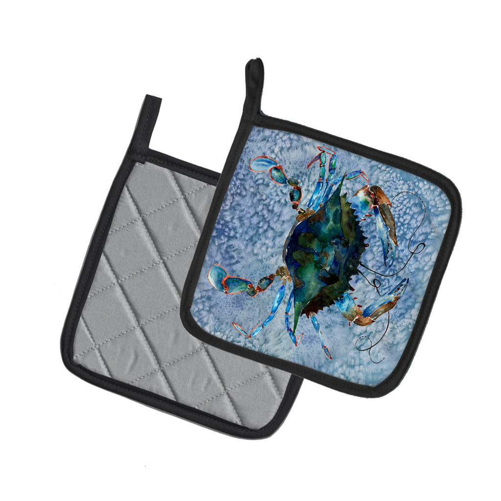 Male Blue Crab Cool Blue Water Pot Holder Set of 2 Heat Resistant Quilted Hot Pads 7.5 x 7.5 Inch, Insulated Kitchen Trivets for Cooking & Baking