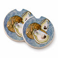 Oyster Cool Blue Water Set of 2 Cup Holder Car Coasters Absorbent Round Sandstone Coasters Gifts for Men or Women, 2.5, Multicolor