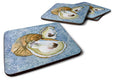 Oyster Cool Blue Water Foam Coasters Set of 4 Cup Coasters for Indoor Outdoor, Tabletop Protection, Anti Slip, Mouse pad Material