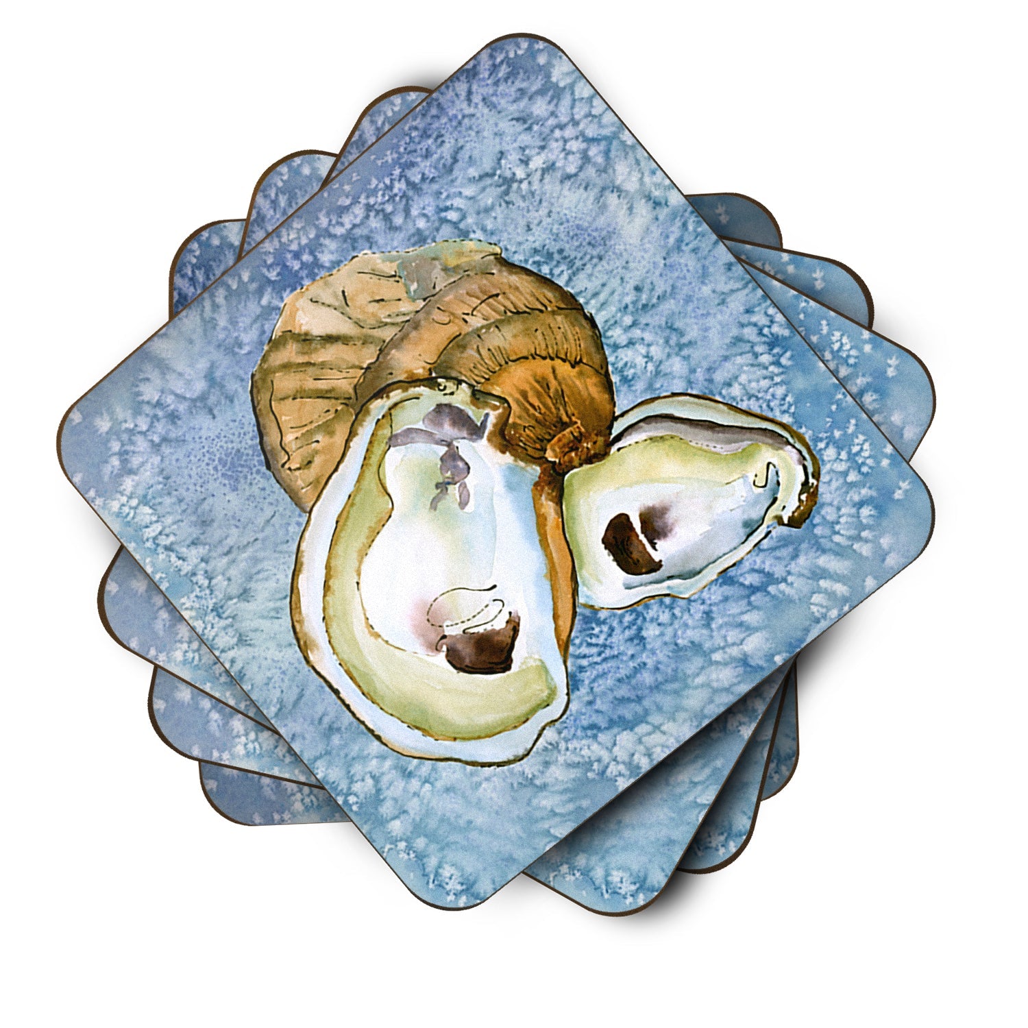 Oyster Cool Blue Water Foam Coasters Set of 4 Cup Coasters for Indoor Outdoor, Tabletop Protection, Anti Slip, Mouse pad Material