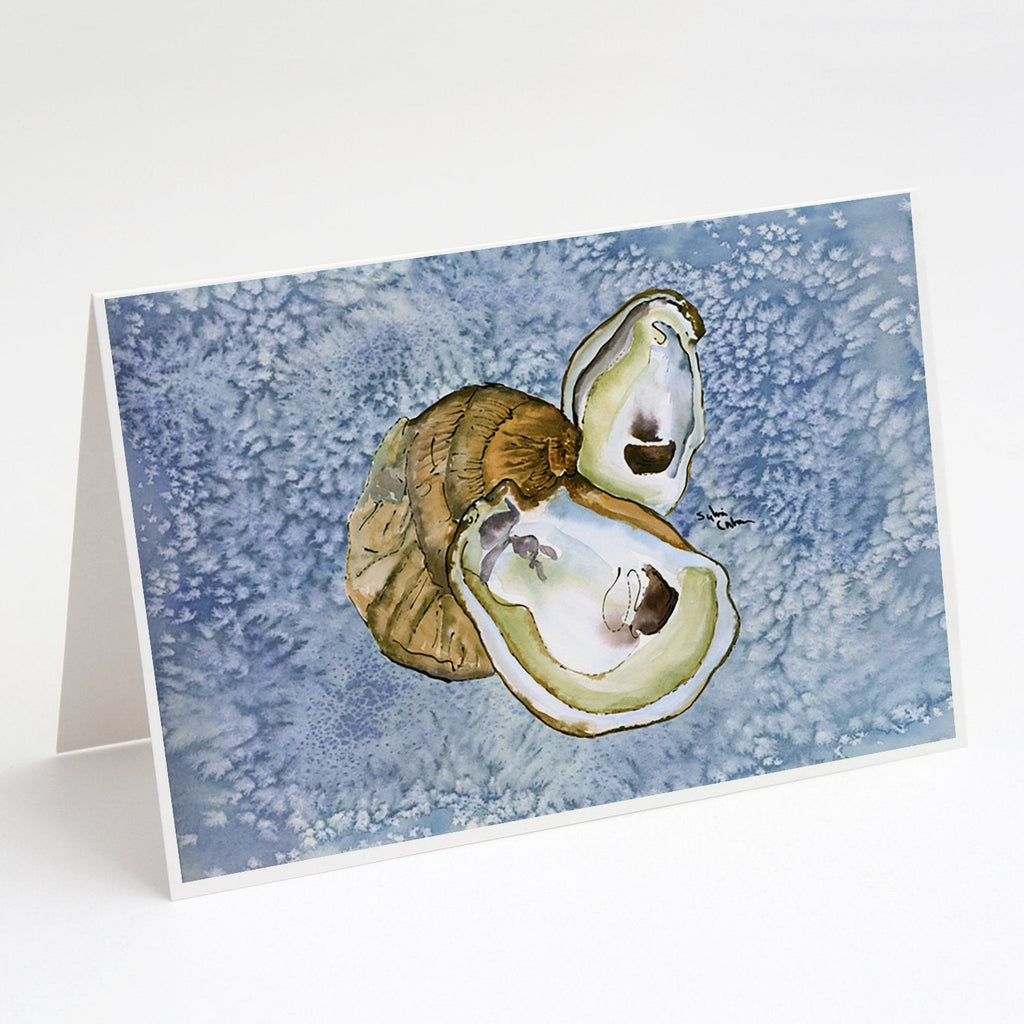 Oyster Cool Blue Water Greeting Cards Pack of 8 Blank Cards with Envelopes Whimsical A7 Size 5x7