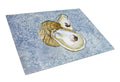 Oyster Cool Blue Water Cutting Board Tempered Glass Kitchen Cutting Surface, Heat Resistant Chopping, Non-Slip Feet, Food Prep & Serving
