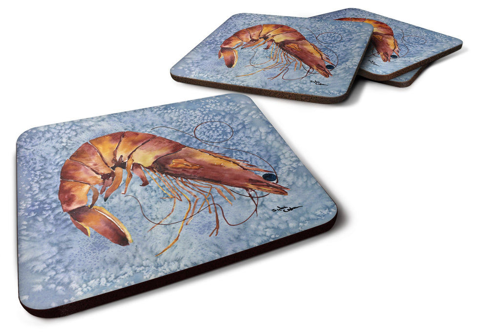 Cooked Shrimp Cool Blue Water Foam Coasters Set of 4 Cup Coasters for Indoor Outdoor, Tabletop Protection, Anti Slip, Mouse pad Material