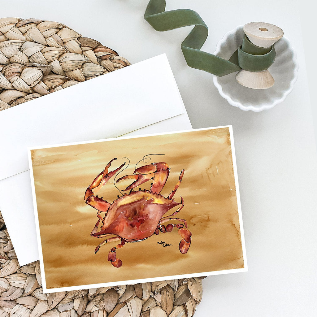 Cooked Crab Sandy Beach Greeting Cards Pack of 8 Blank Cards with Envelopes Whimsical A7 Size 5x7