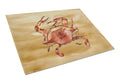 Cooked Crab Sandy Beach Cutting Board Tempered Glass Kitchen Cutting Surface, Heat Resistant Chopping, Non-Slip Feet, Food Prep & Serving