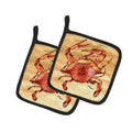 Cooked Crab Sandy Beach Pot Holder Set of 2 Heat Resistant Quilted Hot Pads 7.5 x 7.5 Inch, Insulated Kitchen Trivets for Cooking & Baking