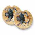 Female Blue Crab Sandy Beach Set of 2 Cup Holder Car Coasters Absorbent Round Sandstone Coasters Gifts for Men or Women, 2.5, Multicolor