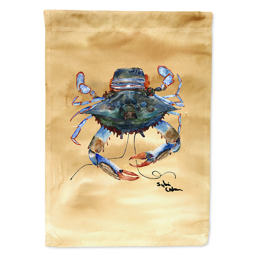 Female Blue Crab Sandy Beach House Flag 28x40 Porch Sleeve Pole Decorative Outside Yard Banner Artwork Wall Hanging, Polyester