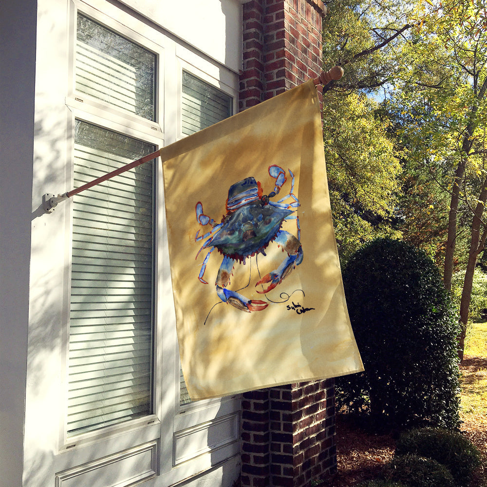 Female Blue Crab Sandy Beach House Flag 28x40 Porch Sleeve Pole Decorative Outside Yard Banner Artwork Wall Hanging, Polyester