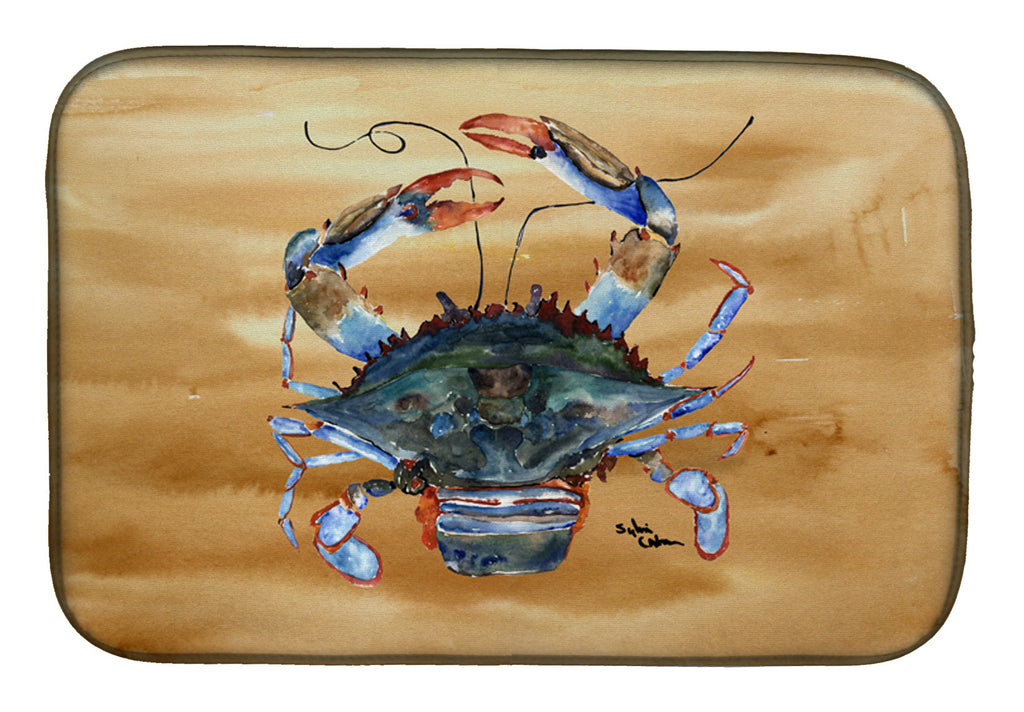 Female Blue Crab Sandy Beach Dish Drying Mat Absorbent Dish Drying Mat Pad for Kitchen Counter Dish Drainer Mat for Countertop, 14 x 21", Multicolor