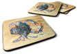 Female Blue Crab Sandy Beach Foam Coasters Set of 4 Cup Coasters for Indoor Outdoor, Tabletop Protection, Anti Slip, Mouse pad Material