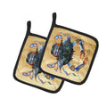 Female Blue Crab Sandy Beach Pot Holder Set of 2 Heat Resistant Quilted Hot Pads 7.5 x 7.5 Inch, Insulated Kitchen Trivets for Cooking & Baking