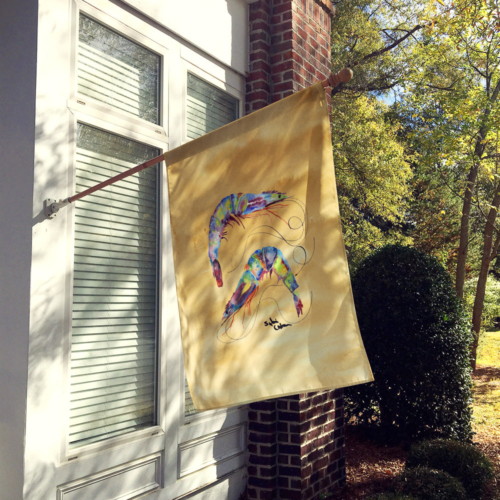 Shrimp  Sandy Beach House Flag 28x40 Porch Sleeve Pole Decorative Outside Yard Banner Artwork Wall Hanging, Polyester