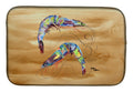 Shrimp  Sandy Beach Dish Drying Mat Absorbent Dish Drying Mat Pad for Kitchen Counter Dish Drainer Mat for Countertop, 14 x 21", Multicolor