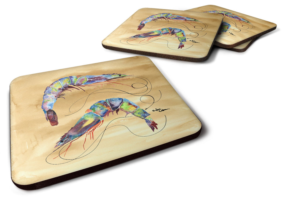 Shrimp  Sandy Beach Foam Coasters Set of 4 Cup Coasters for Indoor Outdoor, Tabletop Protection, Anti Slip, Mouse pad Material