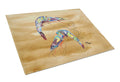 Shrimp  Sandy Beach Cutting Board Tempered Glass Kitchen Cutting Surface, Heat Resistant Chopping, Non-Slip Feet, Food Prep & Serving