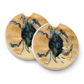 Blue Male Crab  Sandy Beach Set of 2 Cup Holder Car Coasters Absorbent Round Sandstone Coasters Gifts for Men or Women, 2.5, Multicolor
