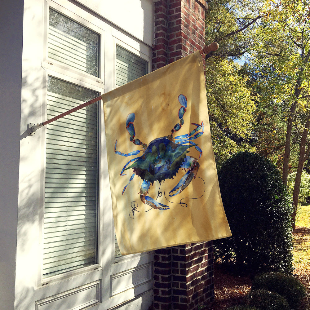 Blue Male Crab  Sandy Beach House Flag 28x40 Porch Sleeve Pole Decorative Outside Yard Banner Artwork Wall Hanging, Polyester