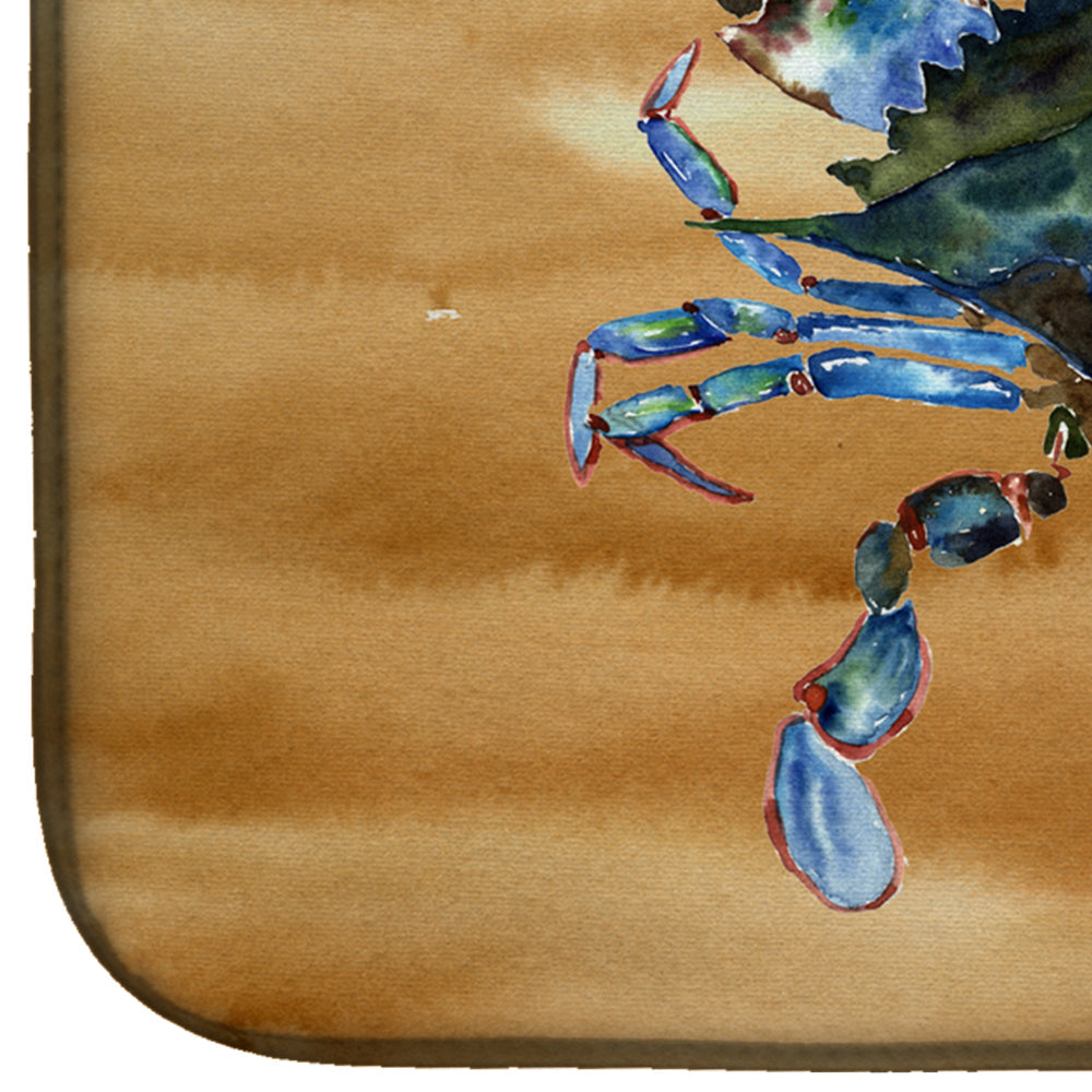 Blue Male Crab  Sandy Beach Dish Drying Mat Absorbent Dish Drying Mat Pad for Kitchen Counter Dish Drainer Mat for Countertop, 14 x 21", Multicolor