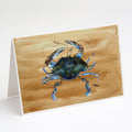 Blue Male Crab  Sandy Beach Greeting Cards Pack of 8 Blank Cards with Envelopes Whimsical A7 Size 5x7