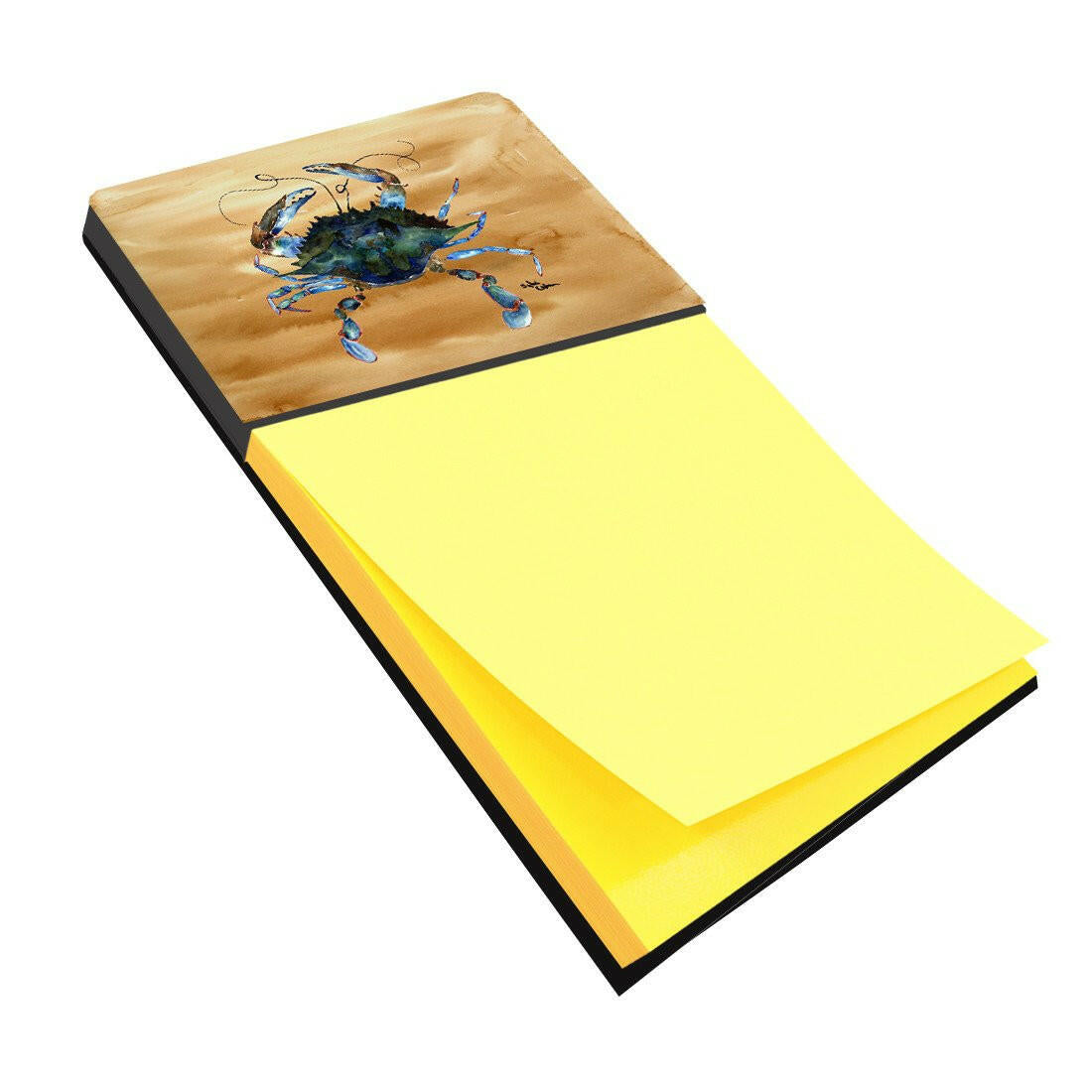 Blue Male Crab  Sandy Beach Watercolor Sticky Note Holder Refillable Dispenser Desk Accessory 3x3 Pad Gift