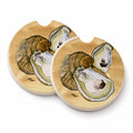 Oyster  Sandy Beach Set of 2 Cup Holder Car Coasters Absorbent Round Sandstone Coasters Gifts for Men or Women, 2.5, Multicolor