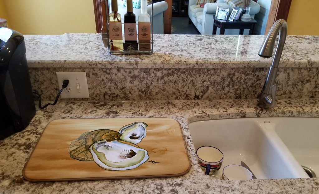 Oyster  Sandy Beach Dish Drying Mat Absorbent Dish Drying Mat Pad for Kitchen Counter Dish Drainer Mat for Countertop, 14 x 21", Multicolor