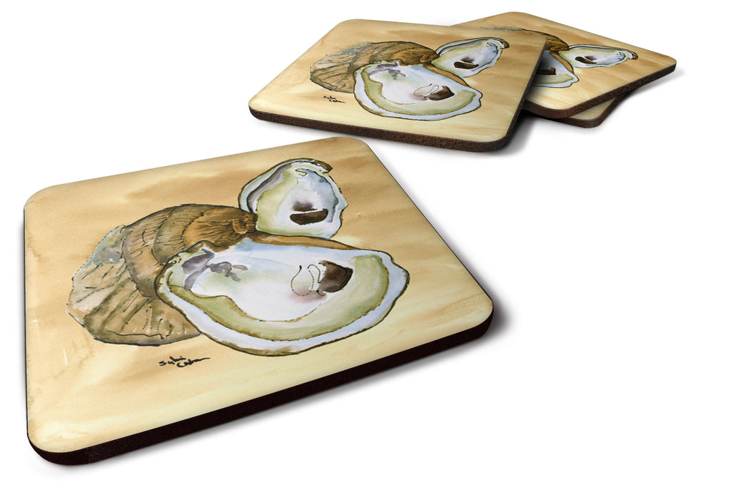 Oyster  Sandy Beach Foam Coasters Set of 4 Cup Coasters for Indoor Outdoor, Tabletop Protection, Anti Slip, Mouse pad Material