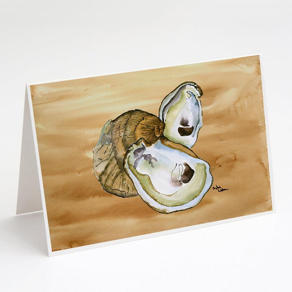 Oyster  Sandy Beach Greeting Cards Pack of 8 Blank Cards with Envelopes Whimsical A7 Size 5x7
