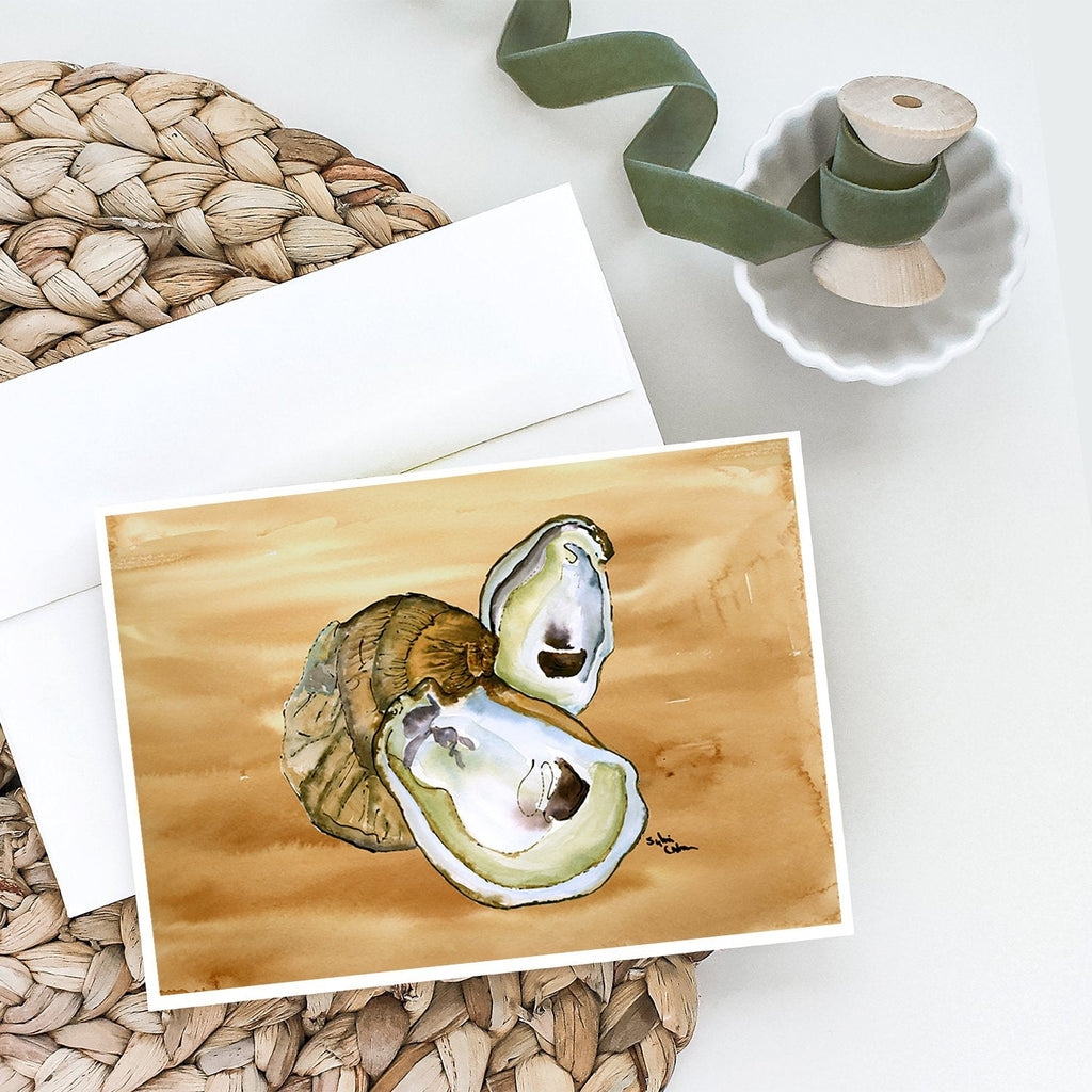 Oyster  Sandy Beach Greeting Cards Pack of 8 Blank Cards with Envelopes Whimsical A7 Size 5x7