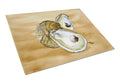 Oyster  Sandy Beach Cutting Board Tempered Glass Kitchen Cutting Surface, Heat Resistant Chopping, Non-Slip Feet, Food Prep & Serving
