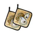 Oyster  Sandy Beach Pot Holder Set of 2 Heat Resistant Quilted Hot Pads 7.5 x 7.5 Inch, Insulated Kitchen Trivets for Cooking & Baking