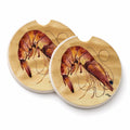 Shrimp  Sandy Beach Set of 2 Cup Holder Car Coasters Absorbent Round Sandstone Coasters Gifts for Men or Women, 2.5, Multicolor