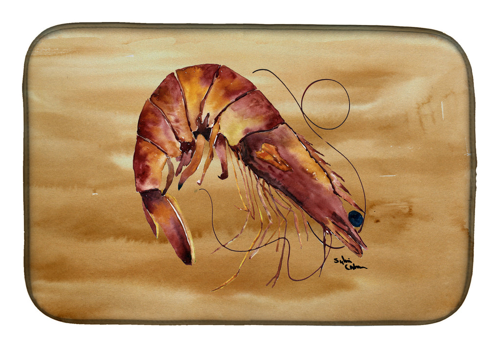 Shrimp  Sandy Beach Dish Drying Mat Absorbent Dish Drying Mat Pad for Kitchen Counter Dish Drainer Mat for Countertop, 14 x 21", Multicolor