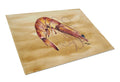 Shrimp  Sandy Beach Cutting Board Tempered Glass Kitchen Cutting Surface, Heat Resistant Chopping, Non-Slip Feet, Food Prep & Serving