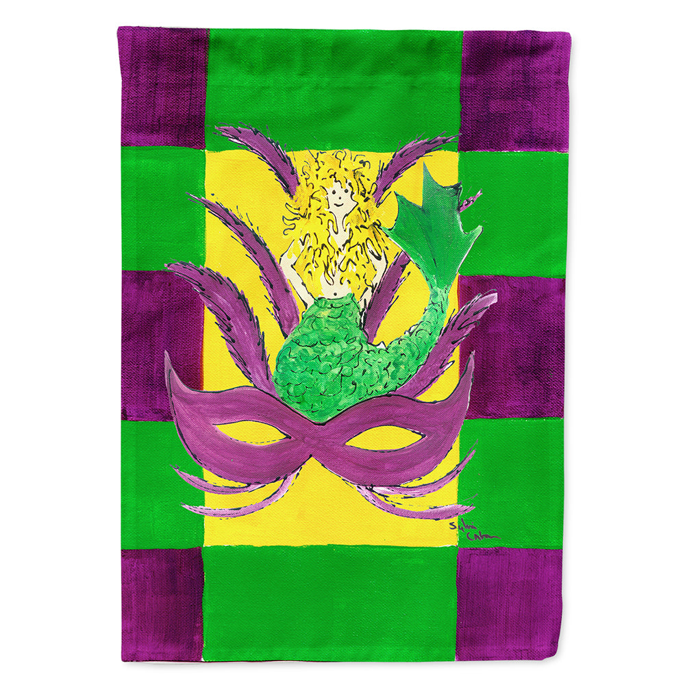Mardi Gras Blonde Mermad with Mask House Flag 28x40 Porch Sleeve Pole Decorative Outside Yard Banner Artwork Wall Hanging, Polyester