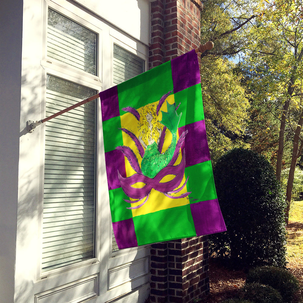 Mardi Gras Blonde Mermad with Mask House Flag 28x40 Porch Sleeve Pole Decorative Outside Yard Banner Artwork Wall Hanging, Polyester